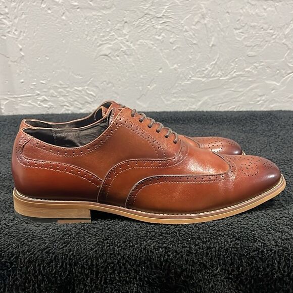 🔥🔥 STACY ADAMS Dunbar Wingtip Oxford Brown Dress Shoes - Men Sz 8M - PERFECT! - Picture 3 of 15